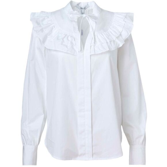 NWT Derek Lam Renee Long Sleeve Ruffle Button Down White Blouse - Picture 3 of 14